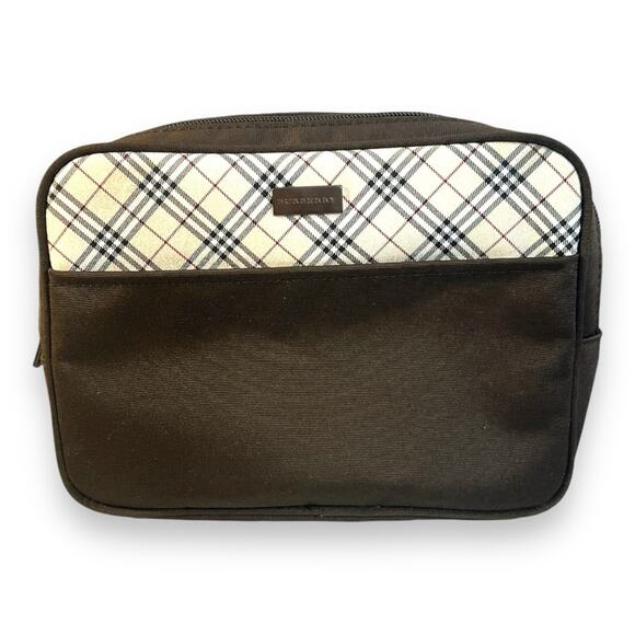 BURBERRY Beige Check Jacquard Makeup Bag NWOT - Picture 1 of 10